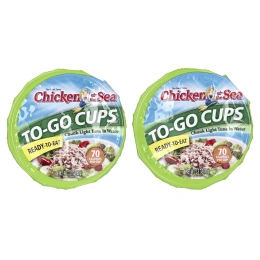 Chicken of the Sea, To-Go-Cups, кусочки легкого тунца в воде, 2 стакана по 2,8 унции
