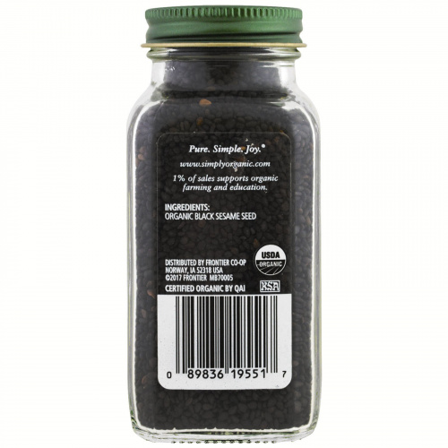 Simply Organic, Органическое, черное семя кунжута, 3,28 унции (93 г)