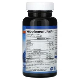 Carlson, омега-3, обогащенный лососевым жиром, 500 мг, 50 капсул (250 мг в 1 капсуле)