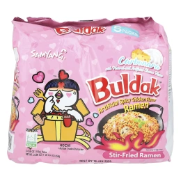 Buldak, Buldak ™, жареный рамен, пряная курица, карбонара, 5 пакетиков по 130 г (4,58 унции)
