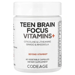 Codeage, Teen Brain Focus Vitamins +, 60 растительных капсул