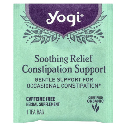 Yogi Tea, Успокаивающее средство для облегчения запоров, без кофеина, 16 чайных пакетиков, 32 г (1,12 унции)