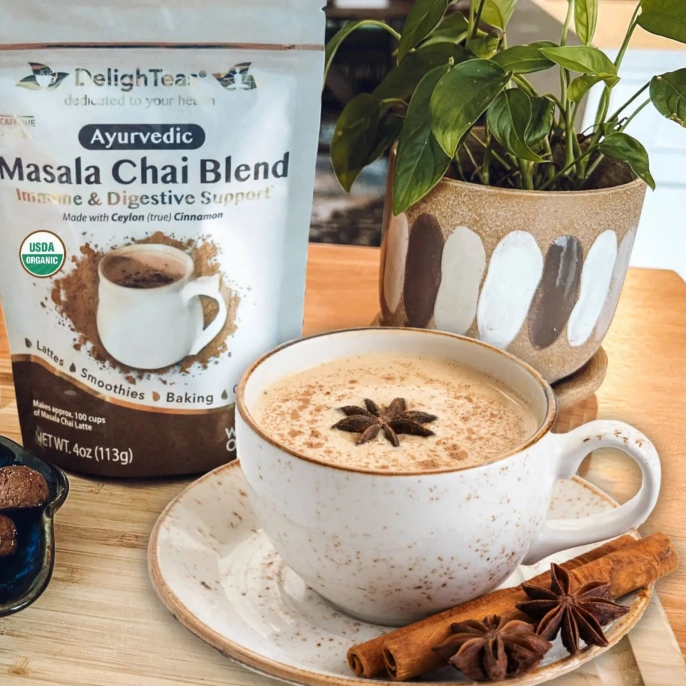 DelighTeas, Аюрведическая смесь чая масала, без кофеина, 113 г (4 унции)