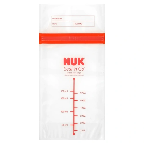 NUK, Seal 'n Go, пакеты для грудного молока, 100 стерильных пакетов для хранения, 6 унций (180 мл) каждый