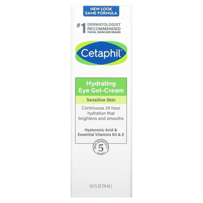 Cetaphil, увлажняющий гель-крем для глаз с гиалуроновой кислотой, 14 г (0,5 унции)
