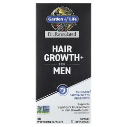 Garden of Life, Hair Growth+, для мужчин, 30 вегетарианских капсул
