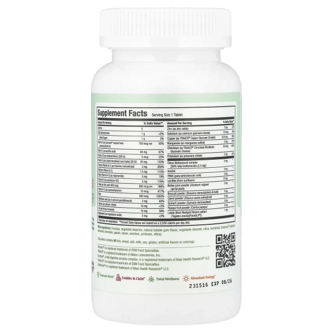 Maxi Health, KiddieMax®, жевательная резинка Kiddievite ™, натуральная жевательная резинка, 90 жевательных таблеток