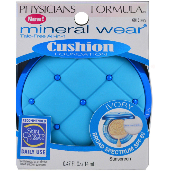 Physicians Formula, Минеральный продукт, основа с подушечкой, широкий спектр SPF 50, слоновая кость, 0,47 ж. унц. (14 мл)