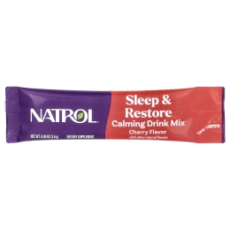 Natrol, Sleep & Restore, успокаивающая смесь для напитков, без мелатонина, вишня, 10 пакетиков по 2,6 г (0,09 унции)