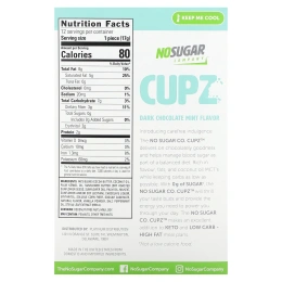 No Sugar Company, Cupz, темный шоколад с мятой, 12 чашек, 17 г (0,6 унции)