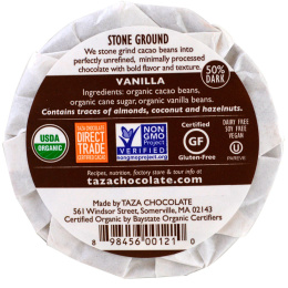 Taza Chocolate, Vanilla, 50% Dark Stone Ground Organic, Chocolate Mexicano Discs, 2 Discs, 2.7 oz (77 g)