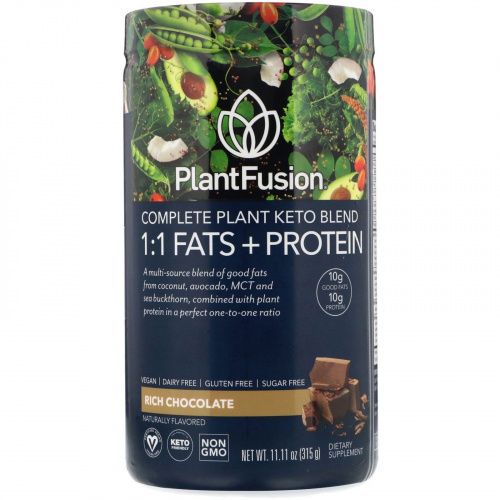 PlantFusion, Растительный комплекс для кетодиеты, жиры и белки 1:1, со вкусом шоколада, 315 г