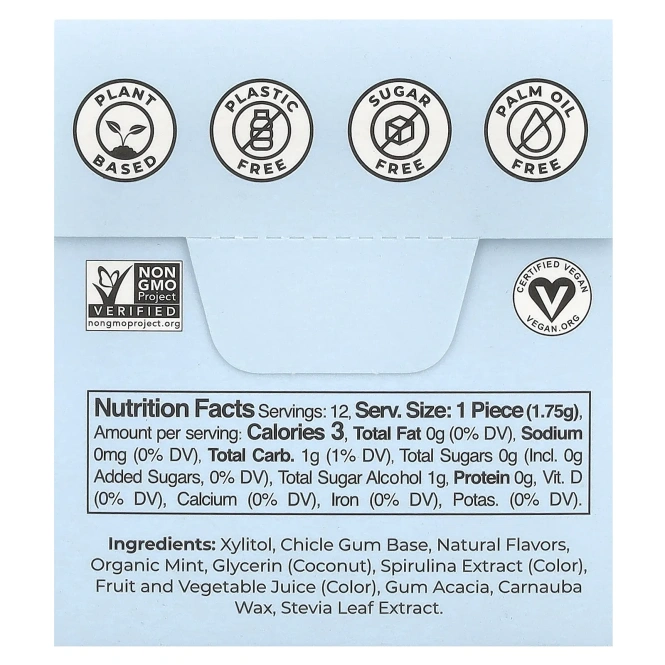 Refresh Gum, растительная жевательная резинка, со вкусом перечной мяты, 12 шт.