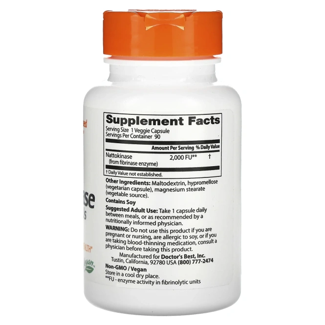 Doctor's Best Nattokinase 2000 FUs, 90 капсул