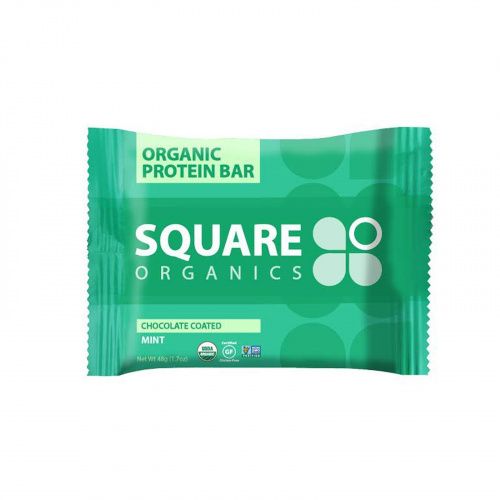 Square Organics, Organic Protein Bar, Chocolate Coated Mint , 12 Bars, 1.7 oz (48 g) Each