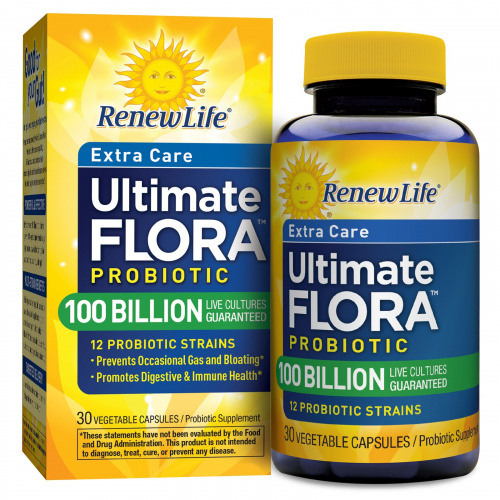 Renew Life, Дополнительная забота, пробиотик Ultimate Flora, 100 млрд живых культур, 30 растительных капсул