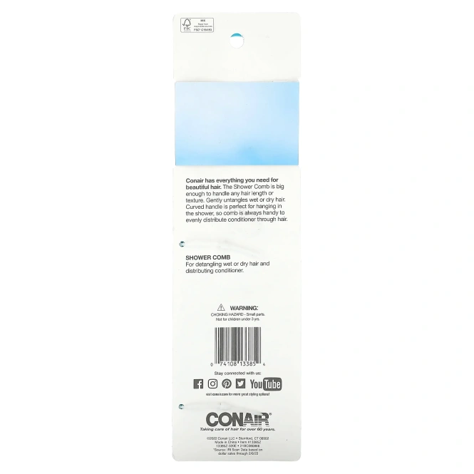 Conair, Гребень для душа для мокрых или сухих волос, 1 шт.