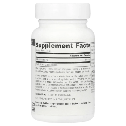 Source Naturals, N-ацетилцистеин, 600 мг, 60 таблеток