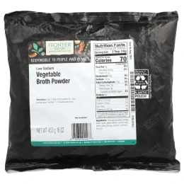 Frontier Co-op, Порошок из овощного бульона, с низким содержанием натрия, 453 г (16 унций)