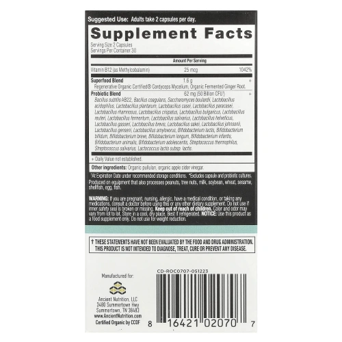 Ancient Nutrition, Пробиотики для поддержки метаболизма, 60 капсул
