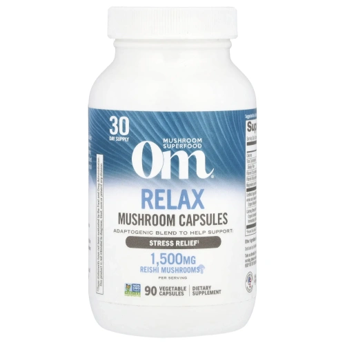 Om Mushrooms, Relax, грибные капсулы, 90 растительных капсул
