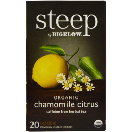 Bigelow, Стип, органический травяной чай без кофеина ромашка-цитрус, 20 пакетиков, 1 унция (28 г)
