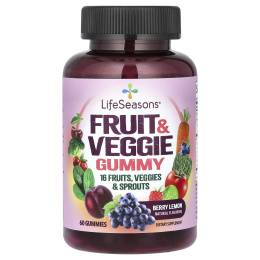 LifeSeasons, Fruit & Veggie Gummy, ягодный лимон, 60 жевательных таблеток
