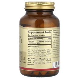 Solgar, Витамин B1 (тиамин), 500 мг, 100 таблеток