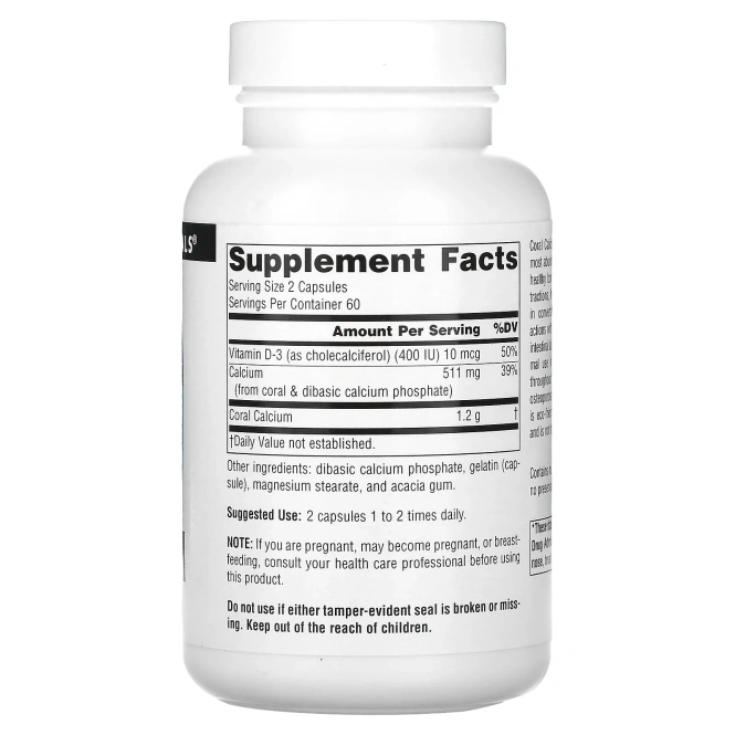 Source Naturals, Коралловый кальций, 600 мг, 120 капсул