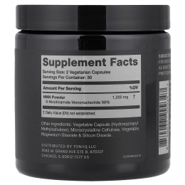 Toniiq, NMN 1200, 60 капсул (600 мг в 1 капсуле)