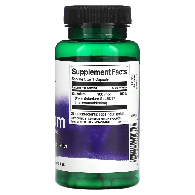 Swanson, селен, 100 мкг, 200 капсул