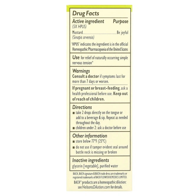 Bach, Original Flower Remedies, горчица, 10 мл (0,35 жидк. унции)
