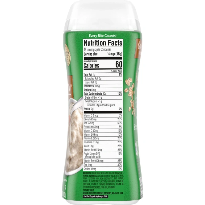 Gerber, Органические овсяные хлопья, 227 г (8 унц.)