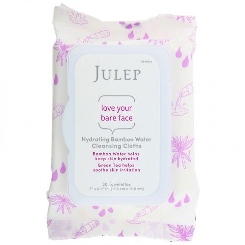 Julep, Love Your Bare Face, увлажняющие очищающие салфетки с бамбуковой водой, 30 шт.