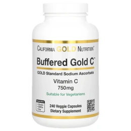 California Gold Nutrition, Buffered Gold C, Non-Acidic Vitamin C, 750 mg, 240 Растительная капсула