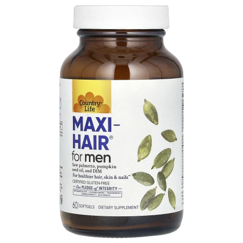 Country Life, Maxi Hair для мужчин, 60 желатиновых капсул