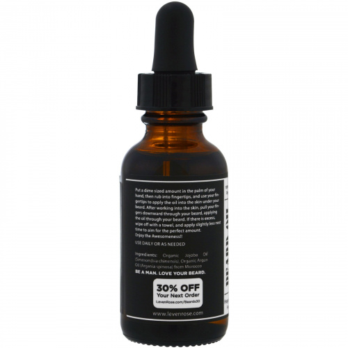 Leven Rose, 100% чистое масло для бороды органического происхождения, не содержащее ароматизаторов, 30 мл (1 унция)