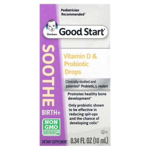 Gerber, Soothe, Vitamin D & Probiotic Drops, Birth +, 0.34 fl oz (10 ml)