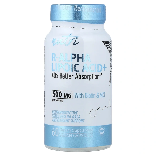 Nutri, R-Alpha Lipoic Acid+ With Biotin & MCT, 60 Vegan Capsules