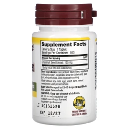 NutriBiotic, Семена грейпфрута, экстракт 125 мг, 100 таблеток