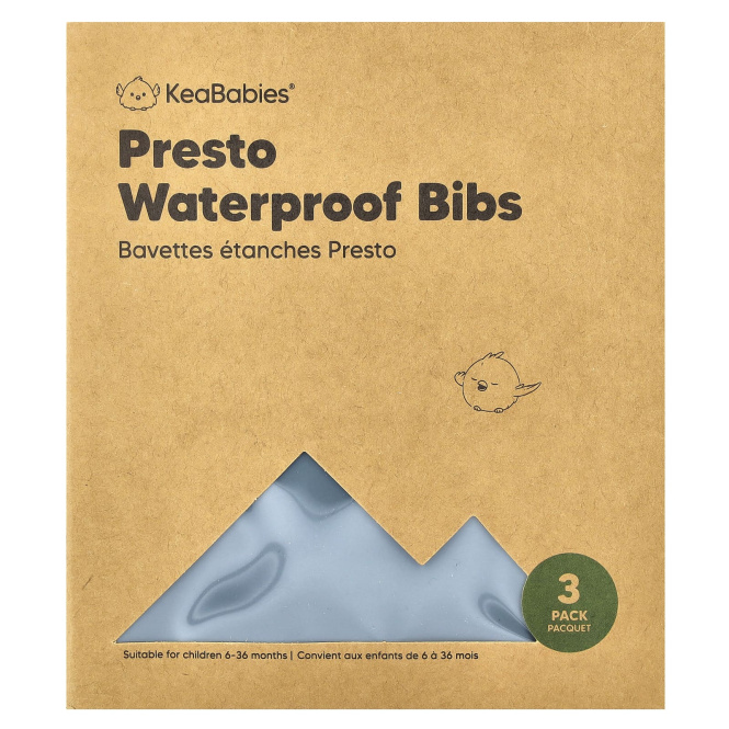 KeaBabies, Водонепроницаемые нагрудники Presto, для детей 6–36 месяцев, шифер, 3 шт. В упаковке