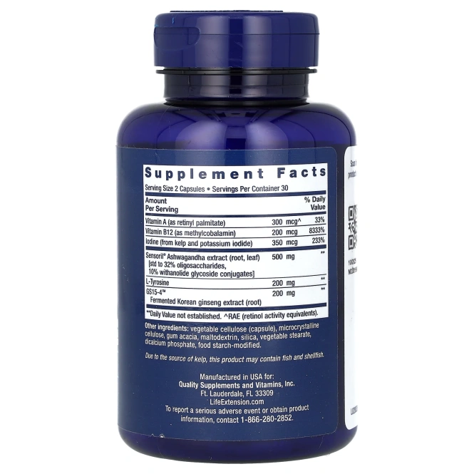 Life Extension, Тироид тройного действия, 60 вегетарианских капсул