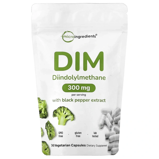 Micro Ingredients, DIM с экстрактом черного перца, 240 вегетарианских капсул