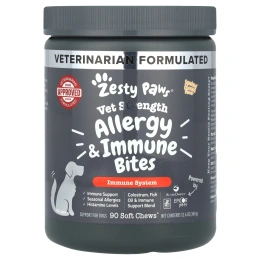Zesty Paws, Vet Strength Allergy & Immune Bites, для собак, для всех возрастов, копченый сыр, 90 жевательных таблеток, 360 г (12,6 унции)