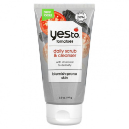 Yes To, Детоксифицирующий скраб для глубокого очищения с древесным углем, томаты, 99 г (3,5 унции)