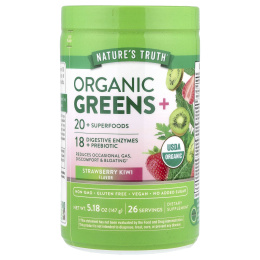 Nature's Truth, Organic Greens+, органическая зелень, с клубникой и киви, 147 г (5,18 унции)