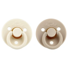 itzy ritzy, Itzy Soother ™, пустышки с сосками из натурального каучука, для детей от 6 до 18 месяцев, кокос и тосты, 2 пустышки