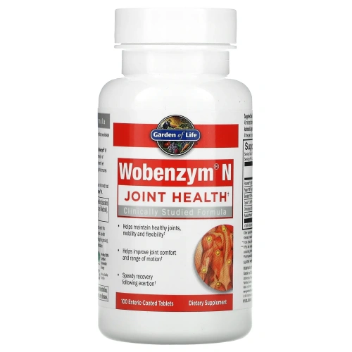 Garden of Life, Wobenzym N, средство для здоровья суставов, 100 таблеток, покрытых кишечнорастворимой оболочкой