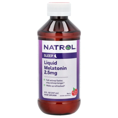 Natrol, Жидкий мелатонин, сон, натуральный ягодный вкус, 2,5 мг, 8 ж. унц. (237 мл)