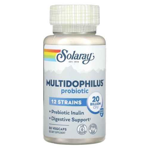 Solaray, Mutidophilus 12, 20  миллиардов КОЕ, 50 вегетарианских капсул с покрытием
